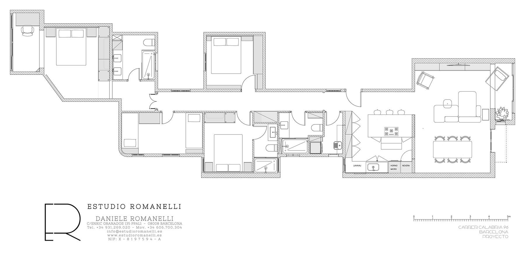 Plànol obra de rehabilitació integral pis Eixample, Barcelona